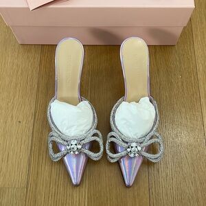Mach & Mach Double Bow Iridescent Leather Heels
